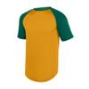 Augusta Sportswear Youth Wicking Short Sleeve Baseball Jersey Gold/Dark Green L view 1