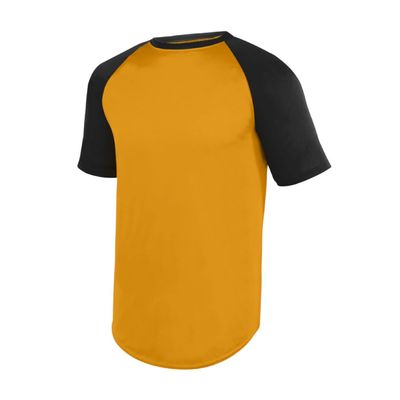 Augusta Sportswear Youth Wicking Short Sleeve Baseball Jersey Gold/Black S