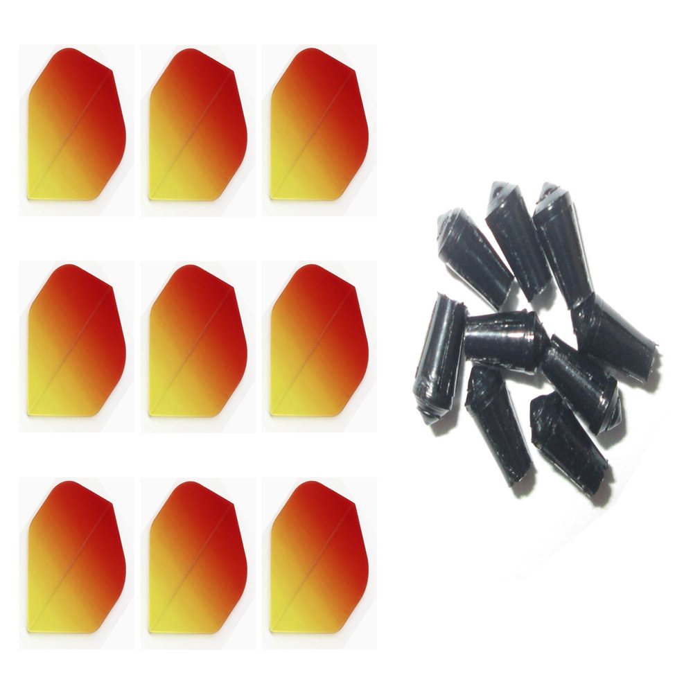 Retreiver 3 Sets of Vignette Transparent Standard Dart Flights Plus 3 Sets of Black Nylon Dart Flight Protectors (Orange Fad)