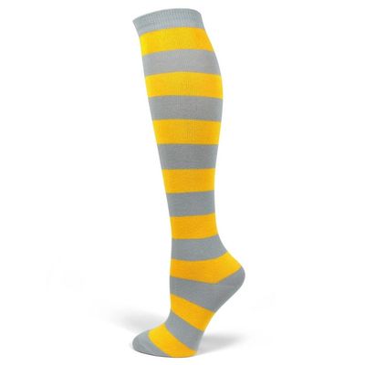 PolyMedea Halloween costume Knee High Stripe Socks Light Grey/Yellow(1 Pair)