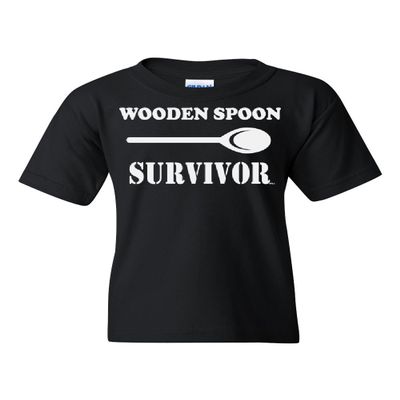 Wooden Spoon Survivor Youth T-Shirt Funny College Humor Tee Shirt Black Small