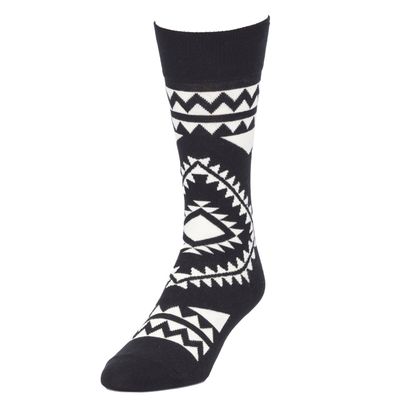 STROLLEGANT Tapestry Men Crew Casual Cotton Socks 1 Pairs (Black), Sock Size 10-13