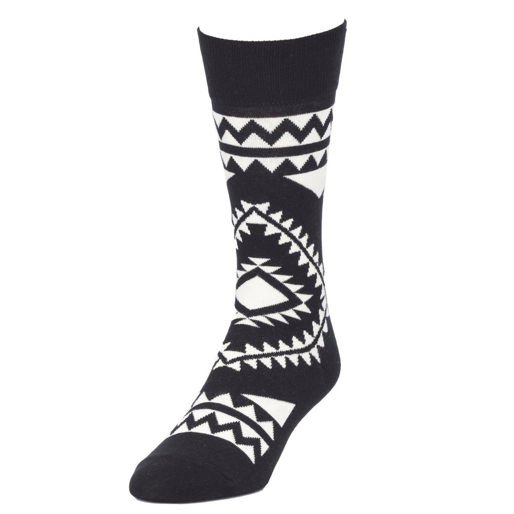 STROLLEGANT Tapestry Men Crew Casual Cotton Socks 1 Pairs (Black), Sock Size 10-13