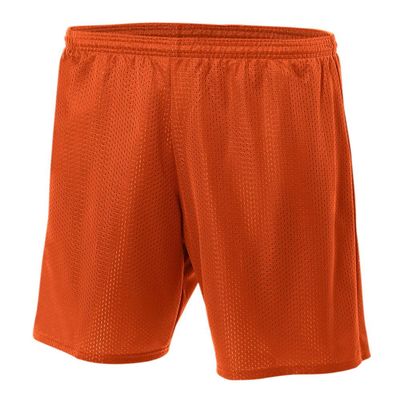 Adult Small Athletic Orange 7" Poly Mesh Moisture Wicking Athletic Shorts