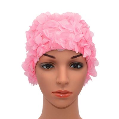 Medifier Lace Vintage Swim Cap Floral Petal Retro Style Bathing Caps for Women Rose (Pink 2)