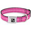 Dog Collar Seatbelt Buckle Argyle Pink Fuchsia Blue 13 to 18 Inches 1.5 Inch Wide view 1