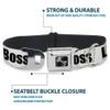 Dog Collar Seatbelt Buckle Like A Boss White Black 13 to 18 Inches 1.5 Inch Wide view 4