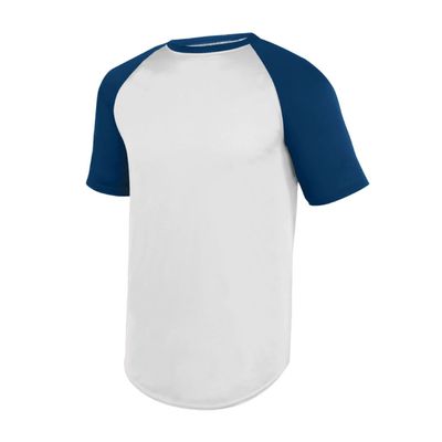 Augusta Sportswear Youth Wicking Short Sleeve Baseball Jersey White/Navy M