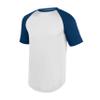 Augusta Sportswear Youth Wicking Short Sleeve Baseball Jersey White/Navy M view 1
