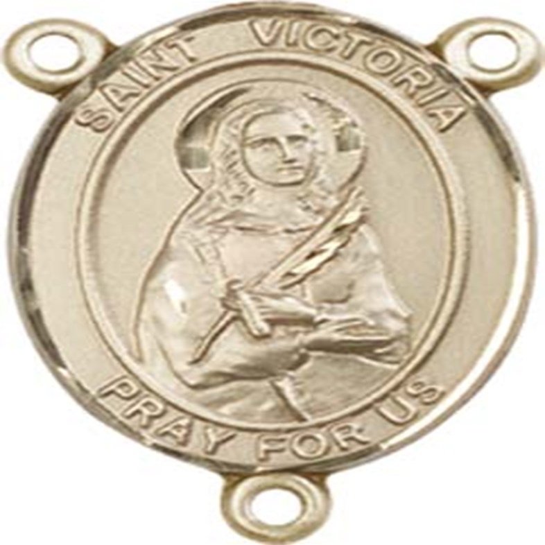 14K Gold Filled Saint Victoria Rosary Centerpiece Medal, 3/4 Inch