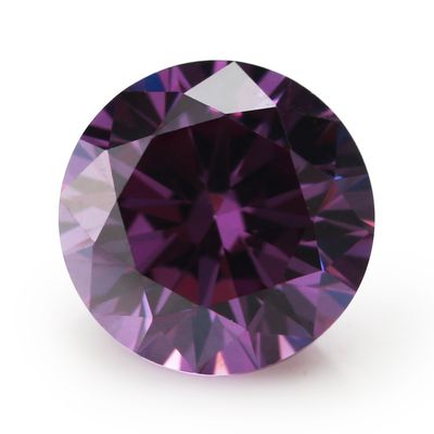 100PCS Size 5.0mm 5A Round Machine Cut Amethyst Color Cubic Zirconia Stone Loose CZ Stones (5.0mm 100pcs)