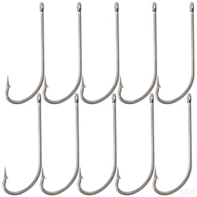 10pcs Fish WOW! 34007 O' Shaughnessy Stainless Steel Hooks - Size 10/0
