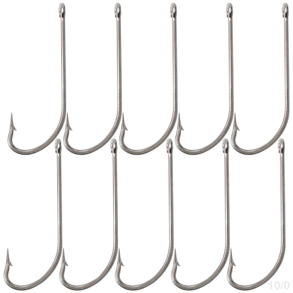 10pcs Fish WOW! 34007 O' Shaughnessy Stainless Steel Hooks - Size 10/0