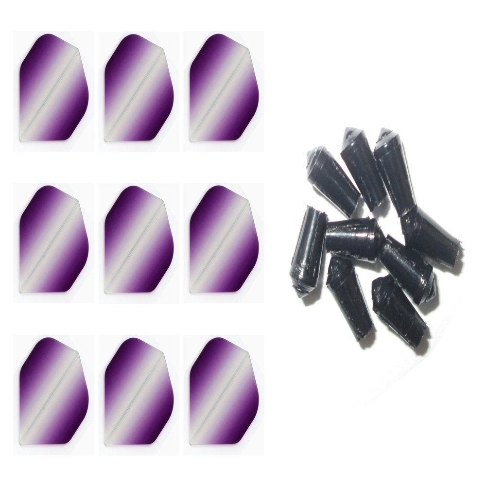 Retreiver 3 Sets of Vignette Transparent Standard Dart Flights Plus 3 Sets of Black Nylon Dart Flight Protectors (Purple Vertical)