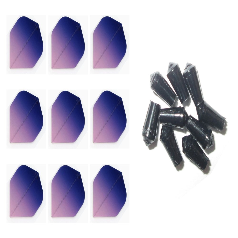 Retreiver 3 Sets of Vignette Transparent Standard Dart Flights Plus 3 Sets of Black Nylon Dart Flight Protectors (Purple Fade)