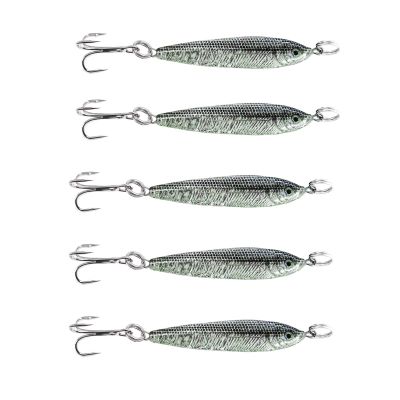 5pcs 2.5oz Fish WOW! Fish Metal Bait Jig 2-1/2oz Mega Live Lure with a Treble Hook - Black Silver