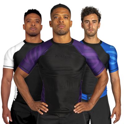Sanabul Essential Short Sleeve Rash Guard MMA BJJ Wrestling Grappling Jiu Jitsu - Purple, XX-Large