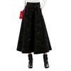 Drasawee High Waist A-Line Flared Long Plaid Skirt Winter for Women Black L view 1