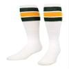 TCK Retro 3 Stripe Tube Socks (Dark Green/Gold, Small) view 1