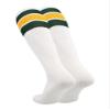 TCK Retro 3 Stripe Tube Socks (Dark Green/Gold, Small) view 2