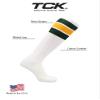 TCK Retro 3 Stripe Tube Socks (Dark Green/Gold, Small) view 4