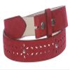 1 1/2" (38 mm) Snap on Suede Perforated Studded Leather Belt Strap, Red | 30"
