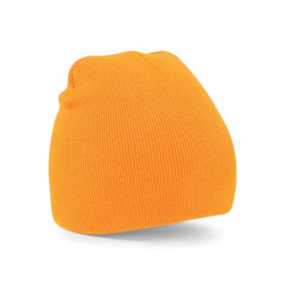Beechfield Plain Basic Knitted Winter Beanie Hat (One Size) (Fluorescent Orange)