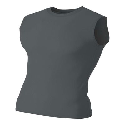 A4 Sportswear Graphite Adult Medium Muscle Tee No Sleeve Tank High Performance Compression Moisture Wicking Shirt