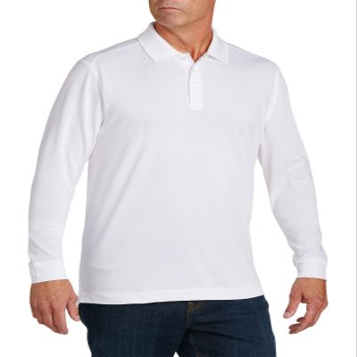 Cutter & Buck Men's Big-Tall Big & Tall 35+UPF, Long Sleeve Advantage Polo Shirt, White, 1XB