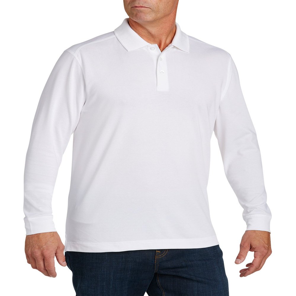 Cutter & Buck Men's Big-Tall Big & Tall 35+UPF, Long Sleeve Advantage Polo Shirt, White, 1XB