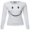 Awesome21 Glitter Smile Printed Long Sleeves Crew Neck Fashionable Sweatshirt White Size L view 1