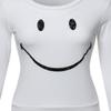Awesome21 Glitter Smile Printed Long Sleeves Crew Neck Fashionable Sweatshirt White Size L view 3