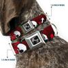 Dog Collar Seatbelt Buckle DJ Skulls Up Down Black Red 13 to 18 Inches 1.5 Inch Wide view 2