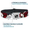Dog Collar Seatbelt Buckle DJ Skulls Up Down Black Red 13 to 18 Inches 1.5 Inch Wide view 4