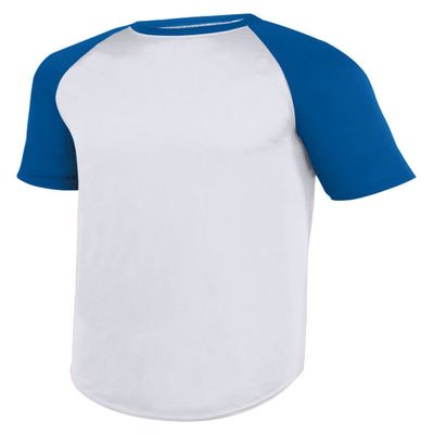 Augusta Sportswear Youth Wicking Short Sleeve Baseball Jersey White/Royal M