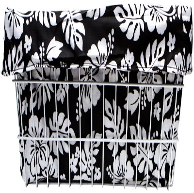 Cruiser Candy Large Bike Basket Liner, Adult Trike Bicycle Basket Liner, Rear Extra Large Trike Only Basket Liner (Black Hibiscus, Extra Large 23x17x11)