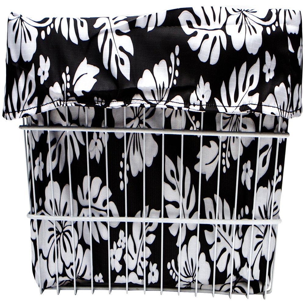Cruiser Candy Large Bike Basket Liner, Adult Trike Bicycle Basket Liner, Rear Extra Large Trike Only Basket Liner (Black Hibiscus, Extra Large 23x17x11)