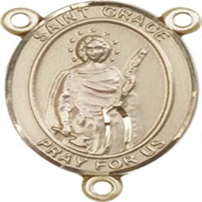 14K Gold Filled Saint Grace Rosary Centerpiece Medal, 3/4 Inch