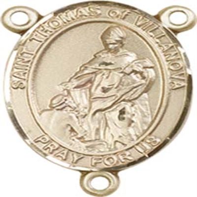 14K Gold Filled Saint Thomas of Villanova Rosary Centerpiece Medal, 3/4 Inch