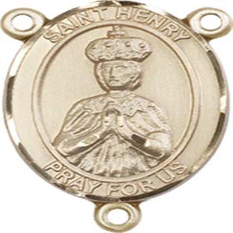 14K Gold Filled Saint Henry II Rosary Centerpiece Medal, 3/4 Inch