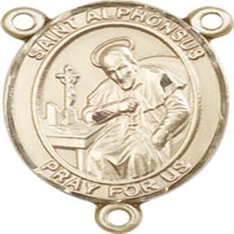 14K Gold Filled Saint Alphonsus Rosary Centerpiece Medal, 3/4 Inch