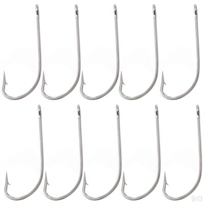 10pcs Fish WOW! 34007 O' Shaughnessy Stainless Steel Hooks - Size 9/0