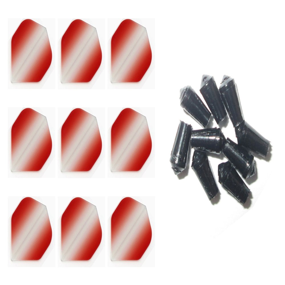 3 Sets of Vignette Transparent Standard Dart Flights Plus 3 Sets of Black Nylon Dart Flight Protectors (Red Vertical)