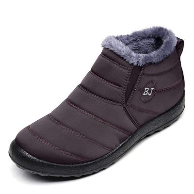 BOLOMEE Women Winter Snow Ankle Boots Fur Lining Outdoor Slip On Booties Sneakers Coffee Women US 9.5