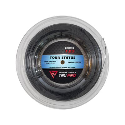 Tier One Sports TRU PRO Tour Status - Tennis String Reel (Poly): for The Competitive Tennis Player (17g (1.25 mm), 12.2 m, Black)