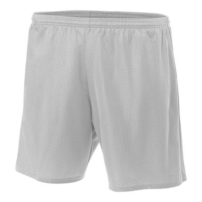 Adult Medium Silver 7" Poly Mesh Moisture Wicking Athletic Shorts
