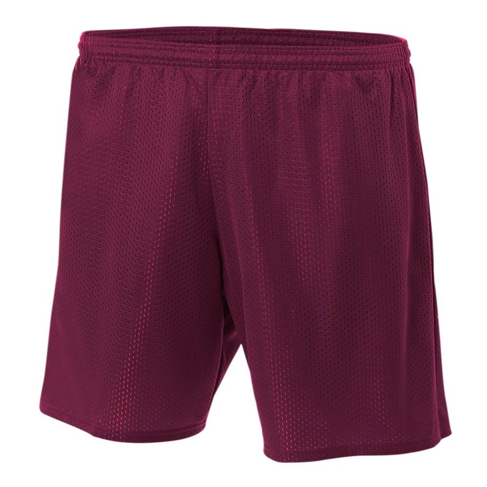 Adult 2XL Maroon 9" Poly Mesh Moisture Wicking Athletic Shorts