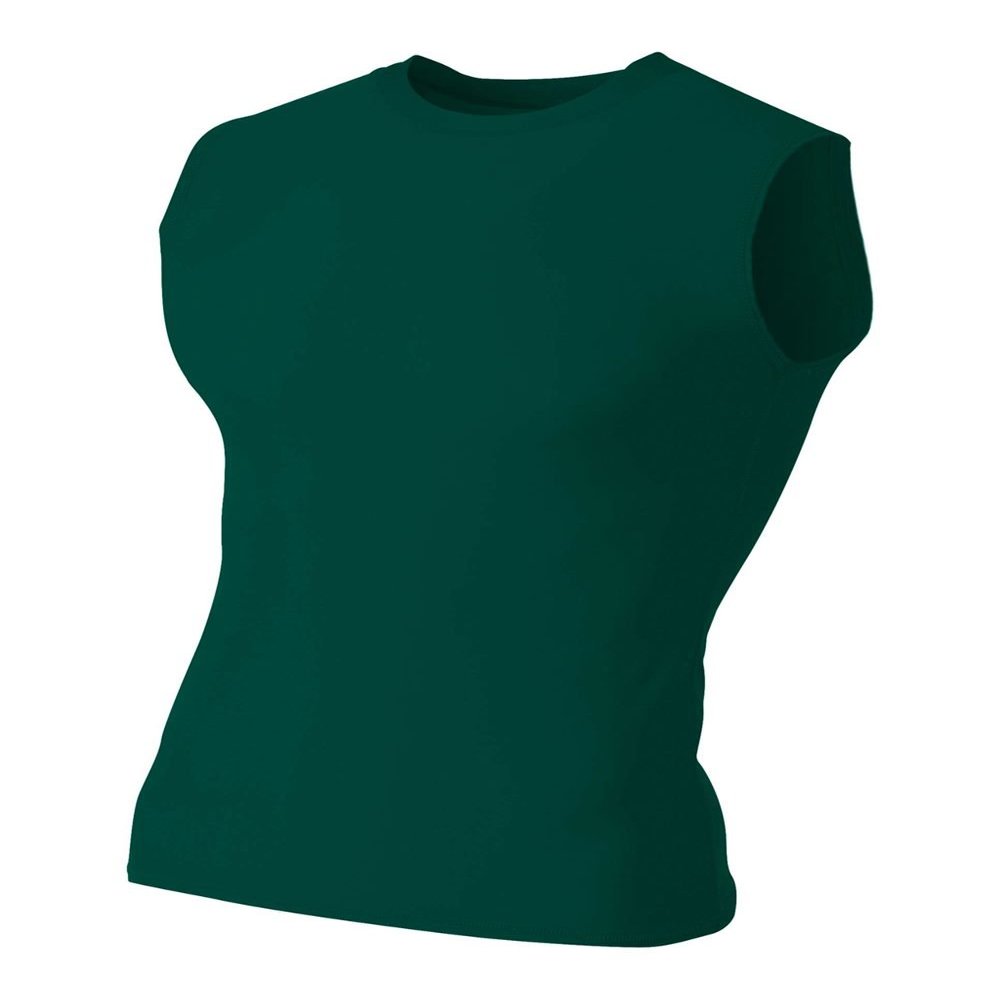 A4 Sportswear Forrest Green Adult 3XL Muscle Tee No Sleeve Tank High Performance Compression Moisture Wicking Shirt