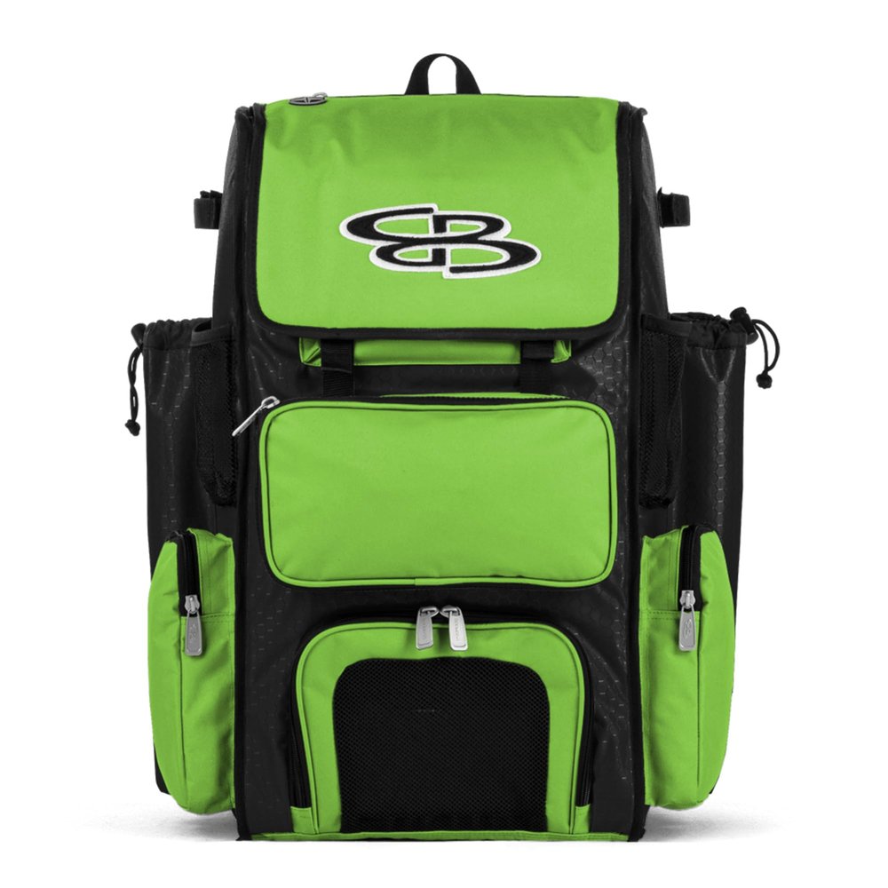 Boombah Superpack Bat Pack -Backpack Version (no wheels) - Holds up to 4 Bats - Black/Lime Green - For Baseball or Softball
