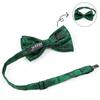 Alizeal Mens Paisley Bow Tie, Pocket Square, Cufflinks Set (Dark Green) view 2